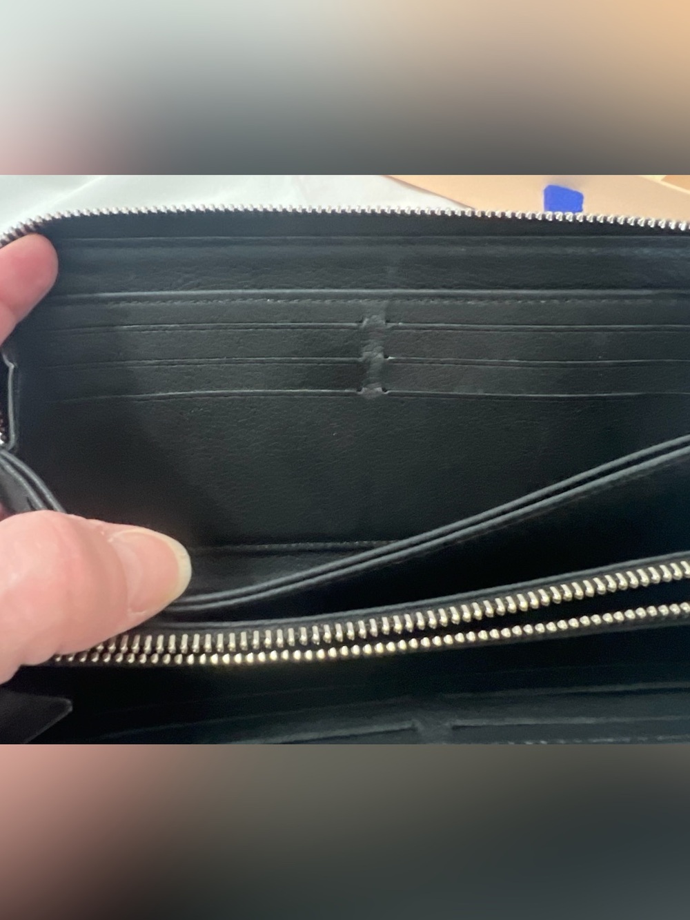 Louis Vuitton Black Leather Wallet with Silver LV Logo - Picture 7 of 11